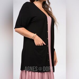 Agnes & Dora Black Welt Pocket Cardigan